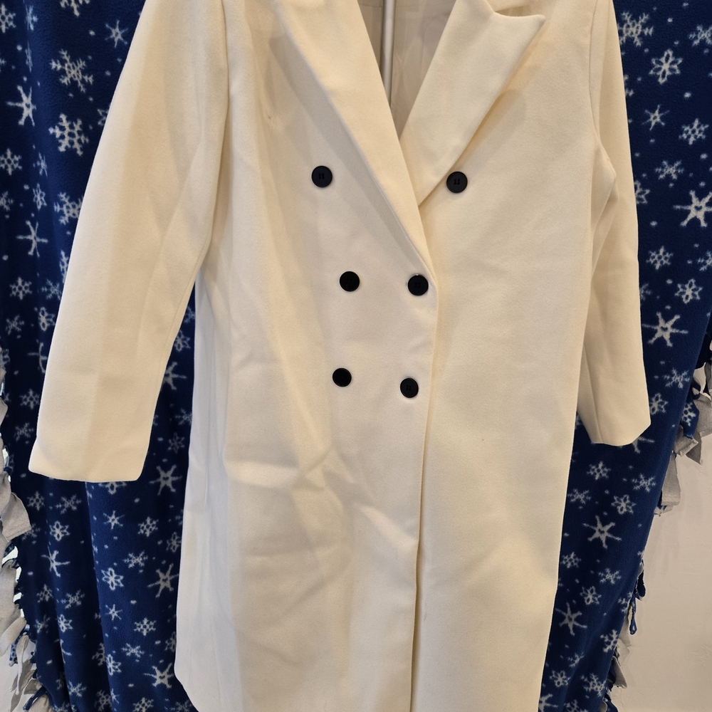 Elegant Off-White Double-Breasted Women's Coat